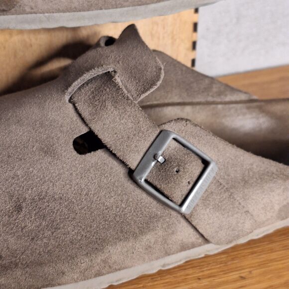 Birkenstock Boston Unisex 41 EU Taupe Suede Clogs Slip On Comfort Shoes